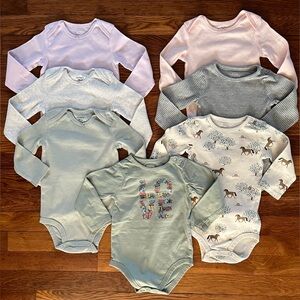 Carters/Jumping Beans Cotton Long-sleeve Onesies Lot of 7 Toddler Girls Size 18M